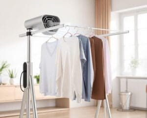 Elektrische droogrek met ingebouwde ventilator: sneller drogen