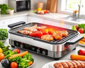 Elektrische grillpan met instelbare temperatuurzones