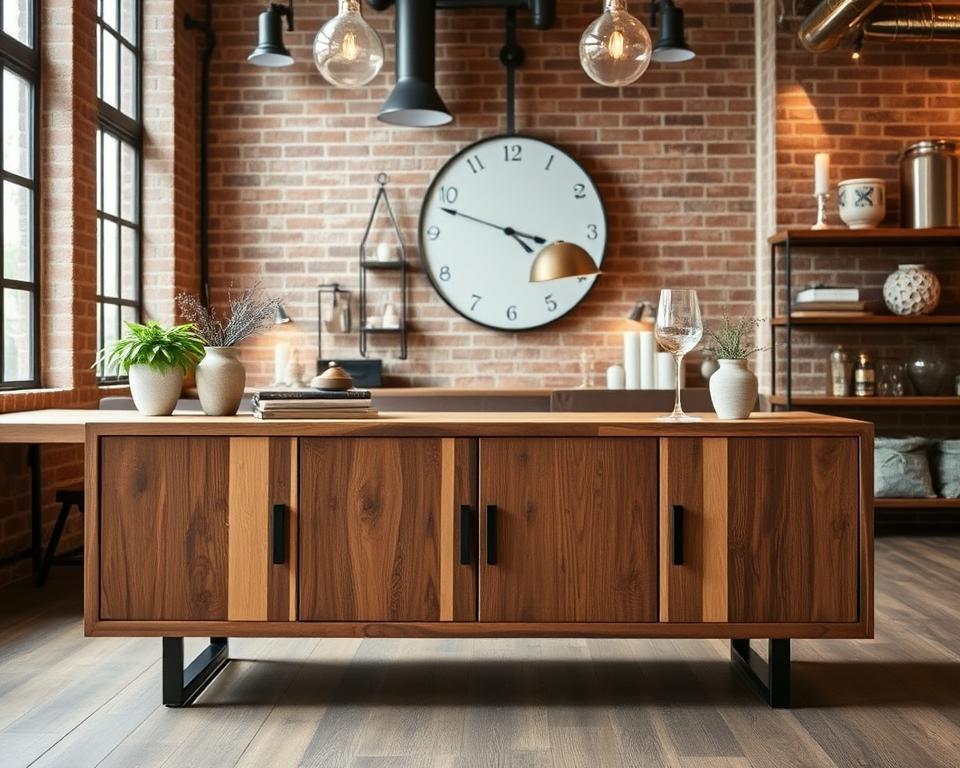 Houten dressoir met stalen poten: industrieel en warm