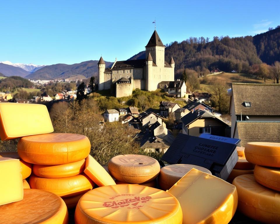 Gruyères kaas, kastelen en lokale delicatessen in Zwitserland