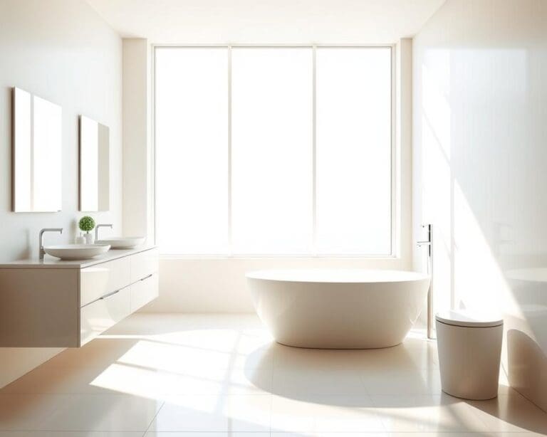 Een badkamer met een groot raam voor veel daglicht