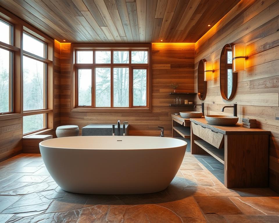 Hoe combineer je hout en steen in de badkamer?